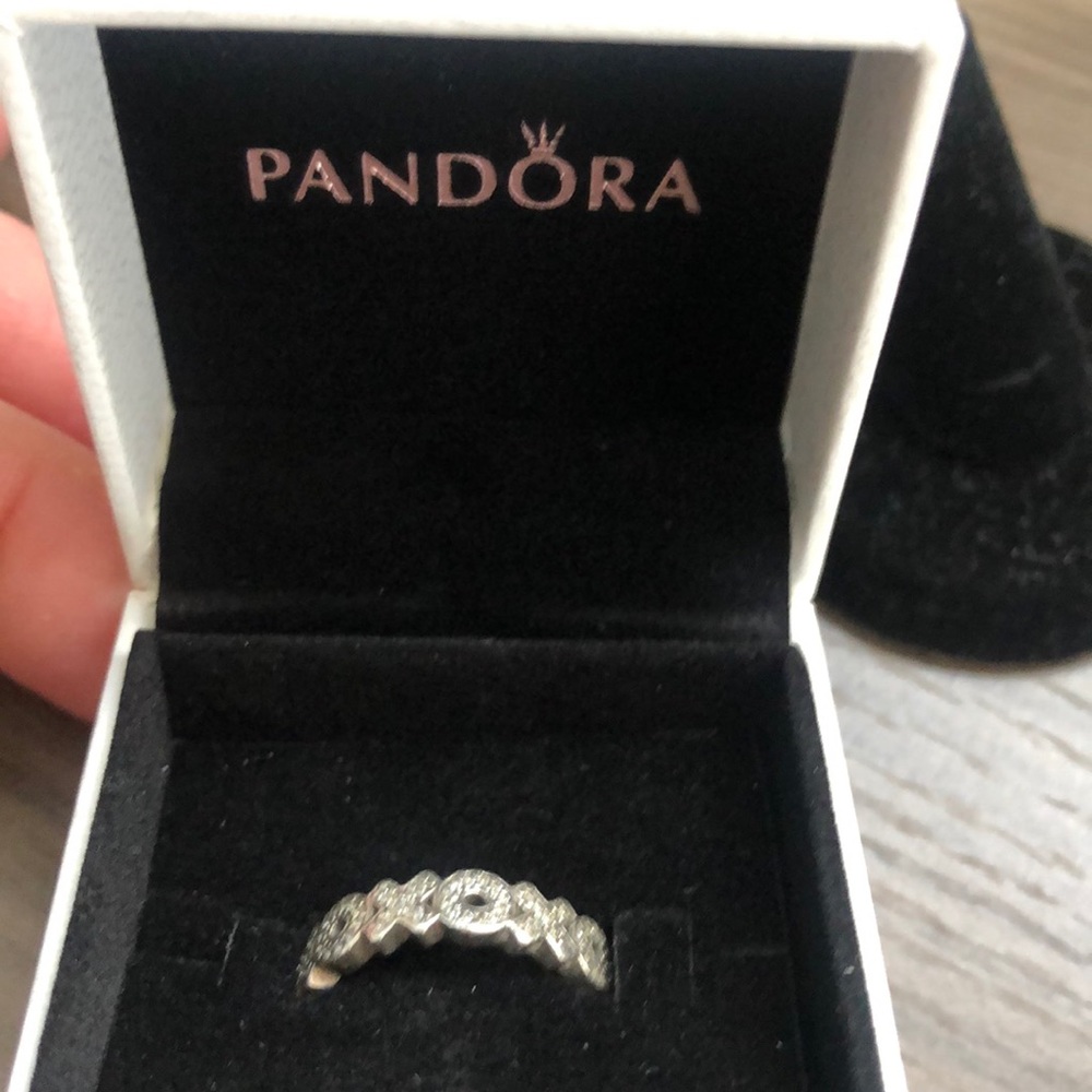 Pandora silver and cubic zirconia xoxo ring